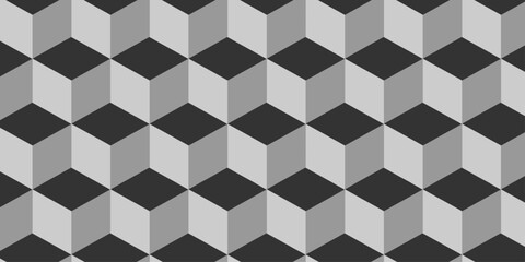 Abstract square gradient black and gray cubic square shape backdrop texture. cube geometric wall and floor vector diamond hexagon triangle wallpaper background.	
