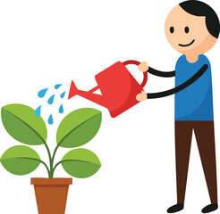 Person Watering Plant in Pot - Nurturing Growth and Cultivating Life