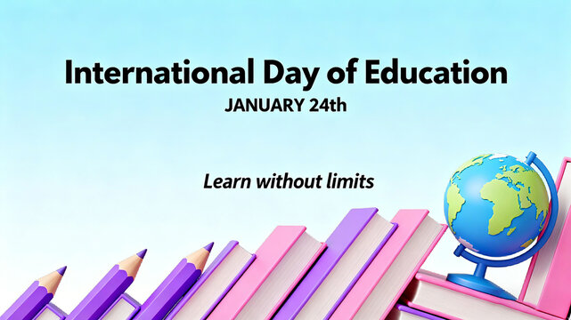 Book Earth, representing International Education Day, borderless learning, and global knowledge concepts, is suitable for educational public welfare and knowledge dissemination materials.
