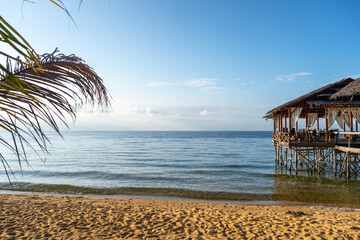 Wooden pier on the beach of Lake Poso, Tentena, Sulawesi