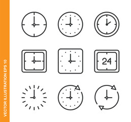 Clock line icons- Mini collection and editable stroke series icon
