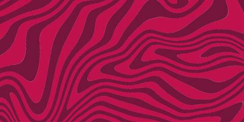 Red Groovy Waves Background. Abstract colorful retro style groovy psychedelic background banner. Vector Modern background for design and card, covers, package, wrapping paper.
