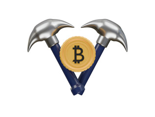 bitcoin mining icon 3d illustration render
