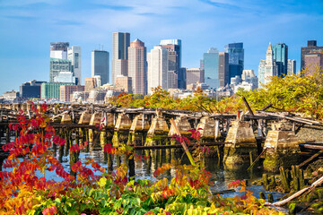 Boston skyline view from Piers par