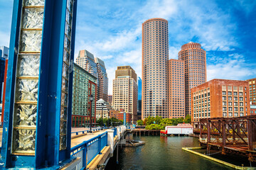 Boston, MA. Boston harbor and cityscape skyline view