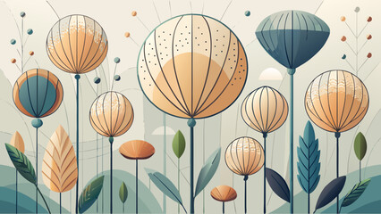 Minimal Microbotanical Seed Line Art – Elegant Thin Organic Vector Forms