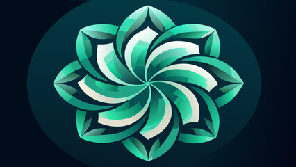 Elegant Spiral Bloom Line Art – Jade-Inspired Symmetrical Minimal Vector Design