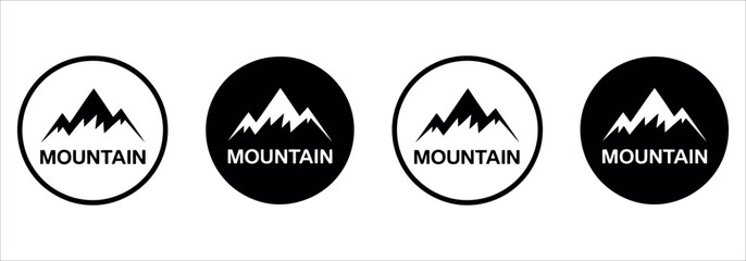 Bold mountain peak logos in black and white perfect for outdoor adventure brands, nature enthusiasts, and travel companies seeking a rugged, minimalist design.