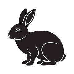 Fototapeta premium Minimalist black rabbit silhouette sitting side view simple animal icon vector illustration 