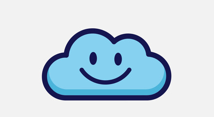 Obraz premium A cheerful blue cloud with a happy face.