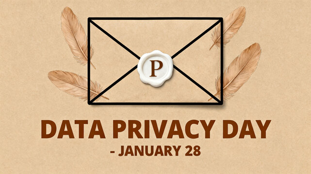 Envelope lacquer element, Data Privacy Day, Information Confidentiality and Privacy Protection concept, suitable for network security and privacy promotional materials.

