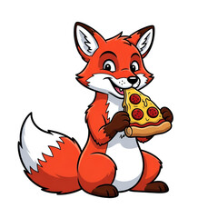 Obraz premium Cute Fox Holding Cupcake Presenting Sweet Treat on isolated pure transparent background