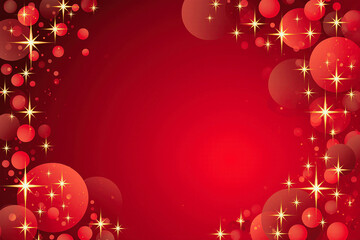 Festive red background with sparkling hearts and stars
