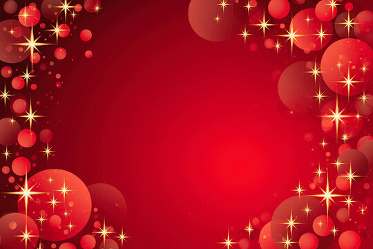 Festive red background with sparkling hearts and stars - Powered by Adobe