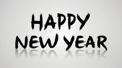 Black handwritten-style &ldquo;Happy New Year&rdquo; on a simple white background, 