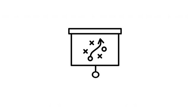 Animated presentation board displays a dynamic x and o diagram with moving elements.