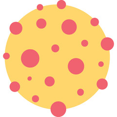 Abstract Yellow Circle With Scattered Pink Dots And Transparent Background For Graphic Design