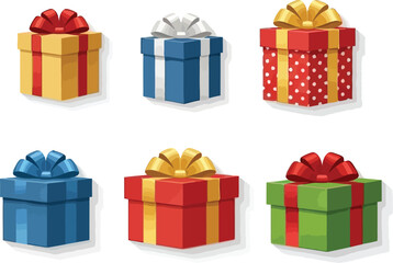 Fototapeta premium Colorful gift boxes with ribbons and bows for celebrations and special occasions