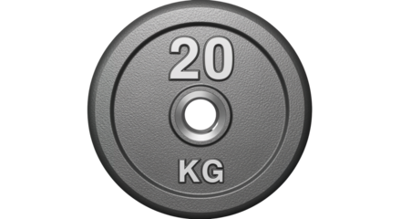 20 kg weight plate for fitness and bodybuilding, isolated on transparent background