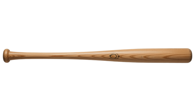 Classic wooden baseball bat for sports isolated on transparent background