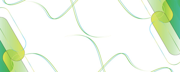 Abstract design with white glowing wavy geometric lines with green eco background. Modern minimal trendy lines pattern. eps10