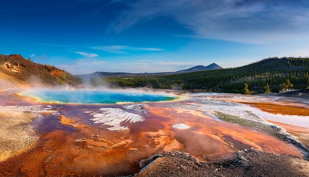 scenic backdrop of a volcanic hot spring - Powered by Adobe