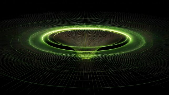 Abstract digital radar visualization in green and black
