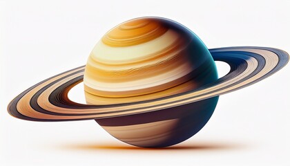 the planet saturn isolated on a white background with no shadows