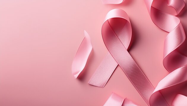 breast cancer awareness pink ribbon soaring pink ribbons on a pink surface awareness campaign for breast cancer overhead view mockup