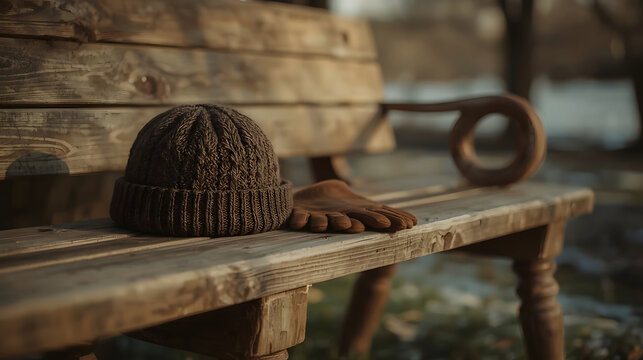 Overhead View of Warm Winter Accessories: Hat, Gloves, and Mug - Powered by Adobe