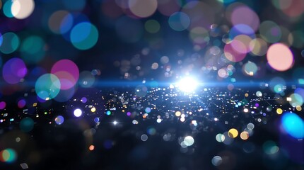 Iridescent Bokeh Dance Firefly Lights on Scratched Metal