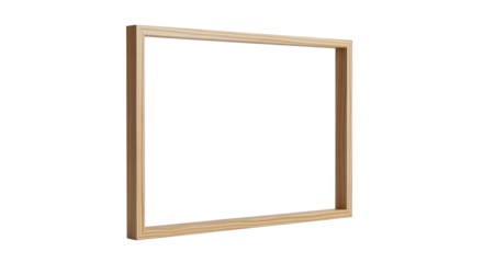 Empty wooden stretcher bar frame isolated on transparent background