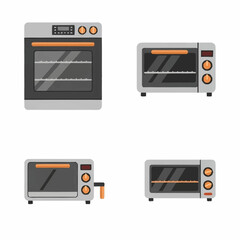 Fototapeta premium Collection of Four Modern Kitchen Ovens and Toasters.