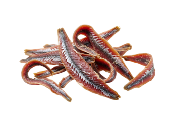 Delicious dried anchovy fillets, a savory seafood snack closeup