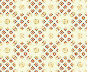Vintage Flower Pattern Design with Geometric Shapes and Artistic Floral Elements for Modern Decor Backdrops