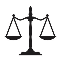 Scales of justice balancing symbol isolated on white background, law and fairness concept isolated on white background, Vector, illustration