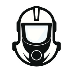 Stylized illustration of a respirator mask, gas mask, or protective helmet icon isolated on white background, Vector, illustration