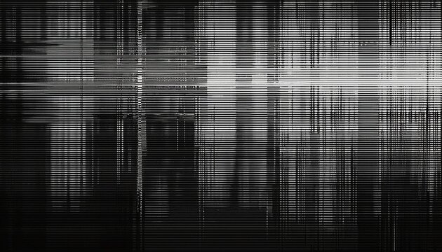 glitch noise texture on an abstract monochrome background with a faded dark effect