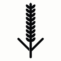 Stylized wheat stalk symbol icon with abstract downward pointing shape, black on white background isolated on white background, Vector, illustration