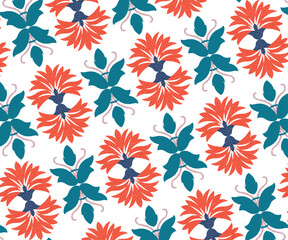 Trendy Geometric Flower Pattern Seamless Illustration with Botanical Shapes and Decorative Texture Backdrop