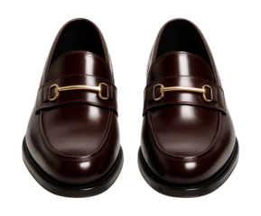 Glossy moccasins featuring a polished finish and metal accent.