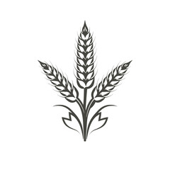 Three wheat ears icon isolated on white background, agriculture and harvest symbol isolated on white background, Vector, illustration