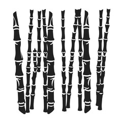 Minimalist black bamboo stalks silhouette against a clean white background, graphic design isolated on white background, Vector, illustration