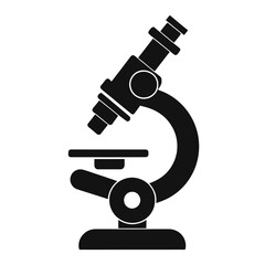 Simple black silhouette of a microscope on a white background. isolated on white background, Vector, illustration
