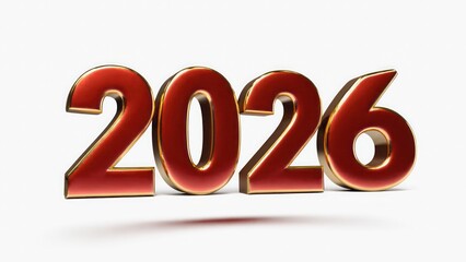  red-gold 4D &ldquo;2026&rdquo; on a plain white background