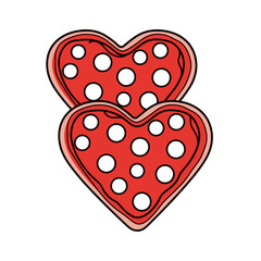 Polka dot heart shapes illustration, romantic design and Valentine's Day symbol