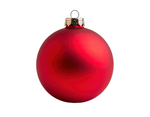Matte, crimson bauble adorns the void; festive, spherical charm