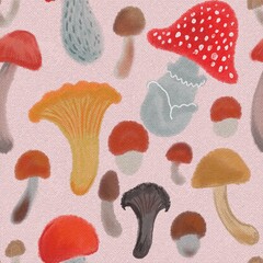mushrooms seamless pattern