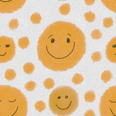 smile yellow sun face seamless abstract pattern background fabric fashion design allover print wrapping paper digital illustration art texture textile wallpaper colorful apparel image 