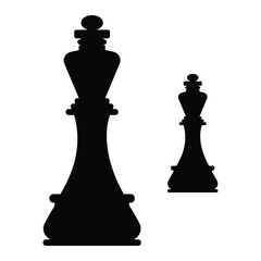 Chess king icons in flat style. Simple game element illustration. Silhouette of king chess piece on a white background. Vector illustration.